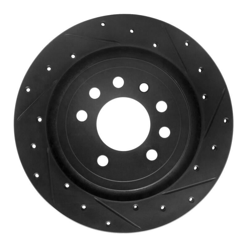 Saab 9-3 Brake Rotor (1) - Rear Right - R1 Concepts - Drilled & Slotted - Black - `08-`11